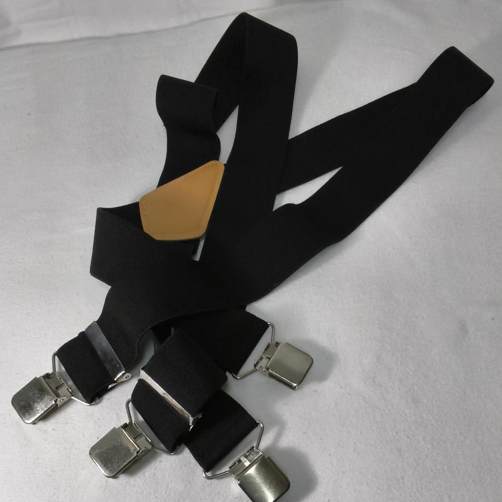 Elegant Black Suspenders with Tan Detail